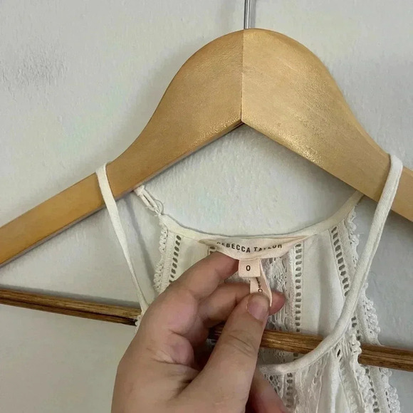 Rebecca Taylor White Crochet High Neck Expensive New York Designer Dress - Picture 9 of 10